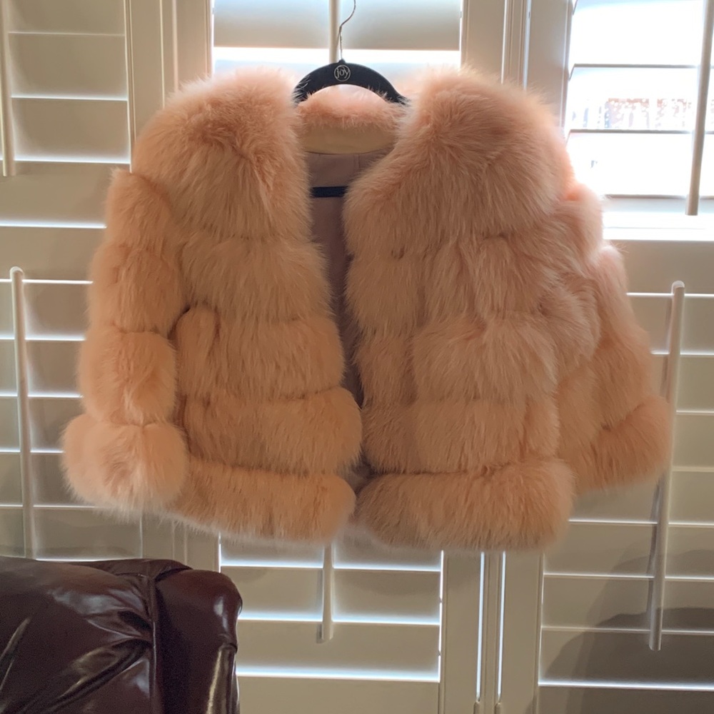Luxurious Peach Real Fox Fur Jacket Size 2